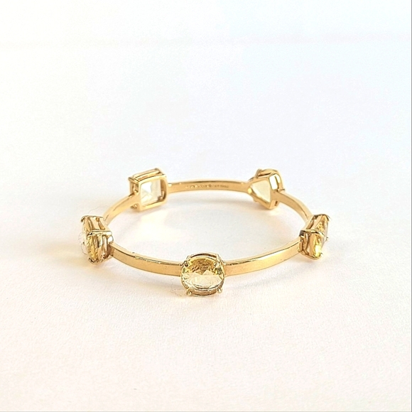 Kate Spade Vegas Jewels Chunky Basket Setting Bangle Bracelet Gold Citrine Hue - Picture 2 of 11